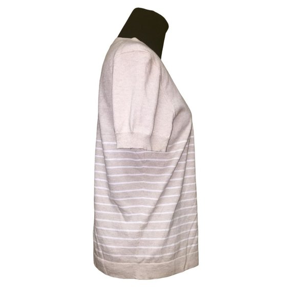 Womens Pure Collection Size 8/10 Short Sleeved Button up Striped Cardigan - Picture 4 of 5